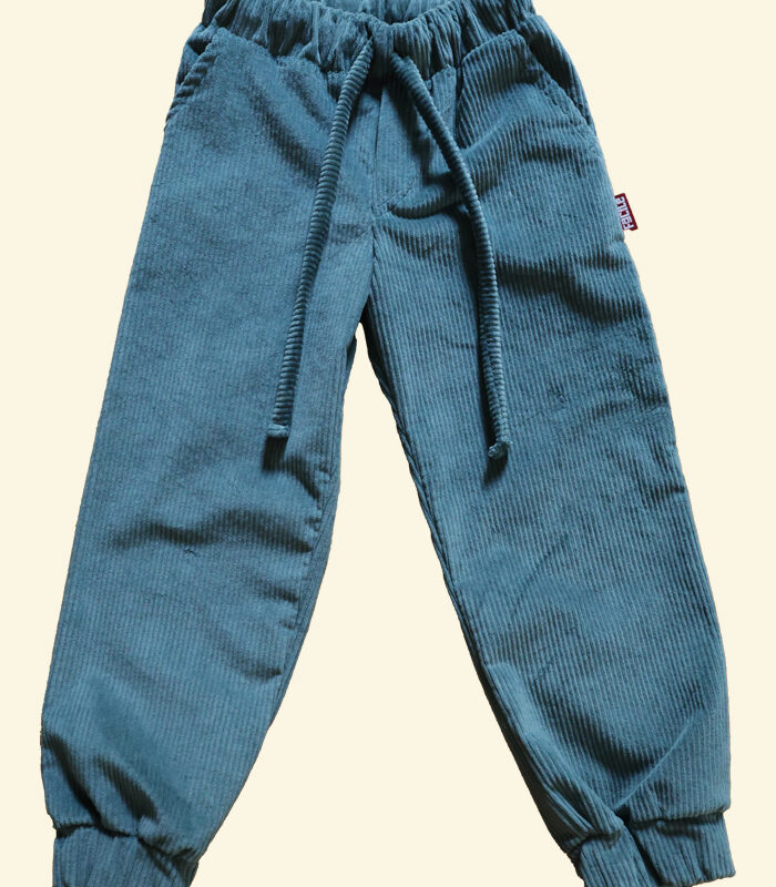 Sztruksowe spodnie petrol