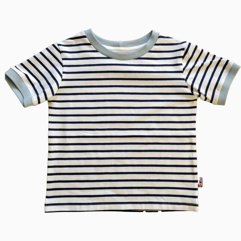 koszulka-marynarska-paski tshirt w granatowe paski z jasną lamówką